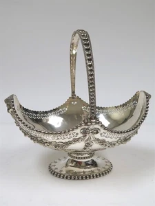 Large Reticulated Silverplate Fruit Basket Floral Design w/ Horned Deity 12"x13" - Picture 1 of 7