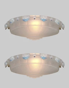 VANDAMME & EZAN : a pair of French 1930s opalescent art deco wall lights France - Picture 1 of 13