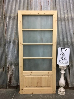 Puerta francesa de una sola puerta (36x80,5) 4 paneles puerta de vidrio esmerilado estilo europeo FM14 Foto 1 de 4