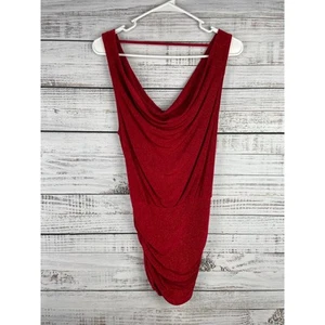 Guess Red Sparkle Sleeveless Mini Dress Tunic Top XSmall Ruched Valentines Y2K - Picture 1 of 10