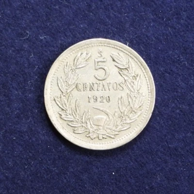 1920 Chile 5 Five Cinco Centavos Copper-Nickel Coin KM 165 - Image 1 of 4