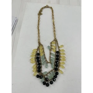 Lia Sophia REFRESH Necklace Gold-Tone w/ Glass & Resin Beads 16-19" Statement - Picture 1 of 2