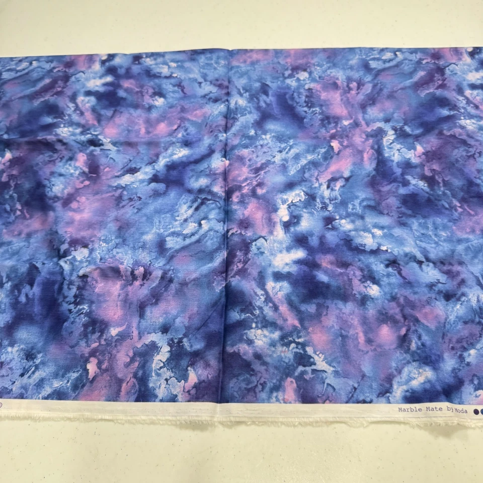 moda cotton quilting fabric purple tie dye marble mate 35x43 1 yard - Image 1 of 4