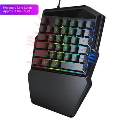  J50 OneHanded Gaming Mouse Keyboard Set Computer Accessory For Win2000 DW - Image 1 of 4