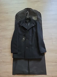$645 HUGO BOSS Men’s Coxtan9 Wool-blend Carcoat Open Black Size 38R - Picture 1 of 11