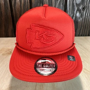Kansas City Chiefs New Era The Golfer Sombrero Snapback Gorra Monótona Todo Rojo KC Cuerda - Imagen 1 de 14