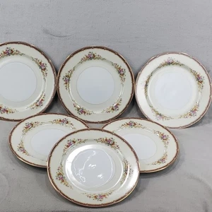 6 Stck. Vintage RC Royal Geschirr Noritake 10" Essteller Floral mit Rot & Goldrand - Bild 1 von 9