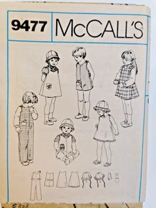 Jumpsuit Jumper Dress Hat Boys Girls 4 McCall's 9477 Sewing Pattern NO ENVELOPE - Picture 1 of 6