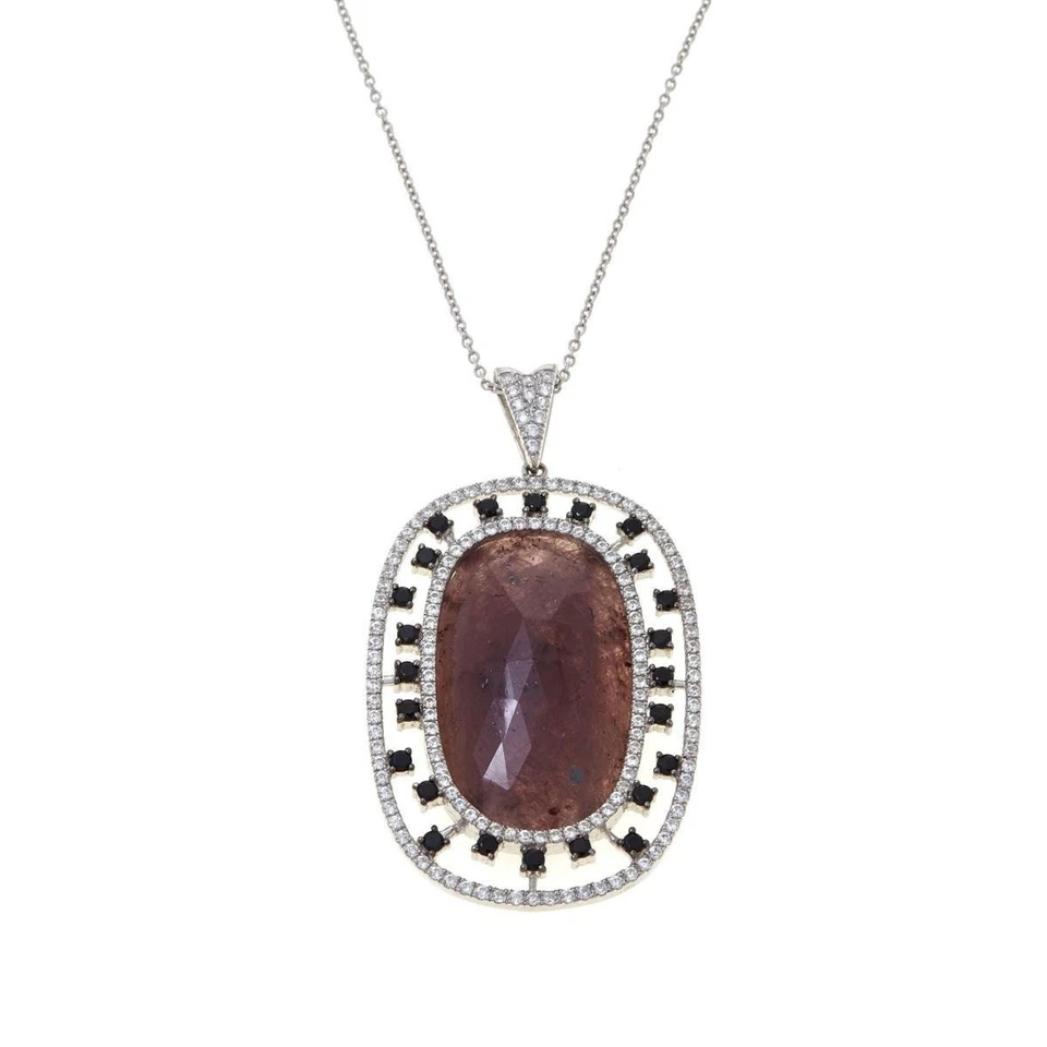 Rarities Sterling Silver Freeform Ruby, Zircon, Black Spinel Pendant Necklace - Image 1 of 3