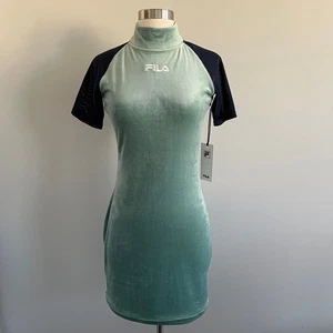 Fila Mahggie Dress Velvet and Mesh Color Block Dress Short Sleeve Bodycon S NWT - Picture 1 of 9