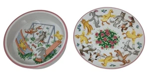 Tiffany & Co. Spielplatz Set: Kinderteller & Schale mit Tiermotiv 1992 Vintage #H9 - Bild 1 von 11