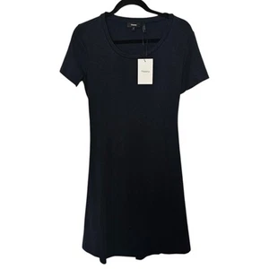 Neu mit Etikett Theory L Liliana Kleid marineblau ausgeschnitten hinten Strick Mini Modal Pima Baumwolle Freizeit - Bild 1 von 10