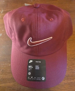 Nike Club Cap NEW NWT Burgundy Maroon M/L Adjustable Swoosh FREE SHIPPING - Picture 1 of 5