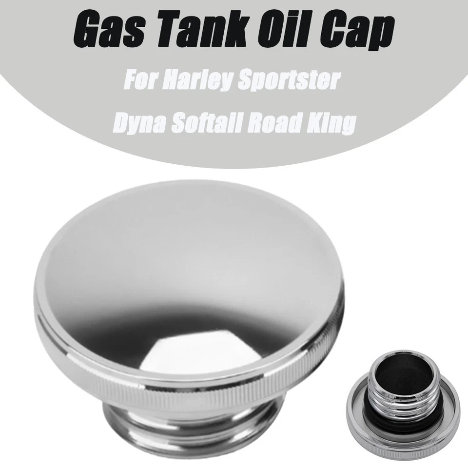 Chrome Gas Fuel Tank Cap For Harley Davidson Softail Sportster XL883 XL1200 Dyna Foto 1 de 4