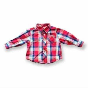 Arizona Baby Boys Red Plaid Button Down Shirt - Picture 1 of 4