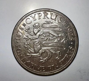 1928 CYPRUS under UK King GEORGE V 0.84oz SILVER 45 Piastres Coin - Picture 1 of 2