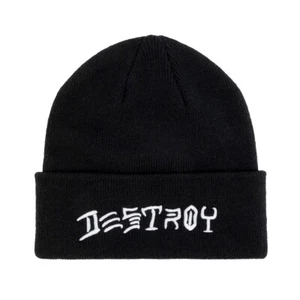 Thrasher Magazine EMBROIDERED DESTROY LOGO Skateboard Beanie BLACK - Picture 1 of 1