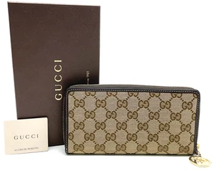 Echte Gucci GG Canvas runde Reißverschluss Geldbörse beige 308005 mit Box NS051127 - Bild 1 von 16