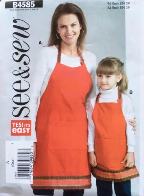 EASY Butterick Sewing Pattern B4585 - Adult & Child Full Aprons - NEW - Image 1 of 2
