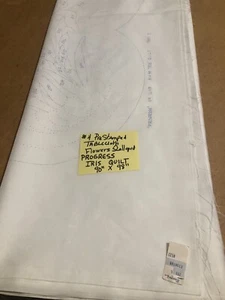 Vintage Progress Iris Prestamped cotton tablecloth flowered 80”X 96” Embroider - Picture 1 of 15