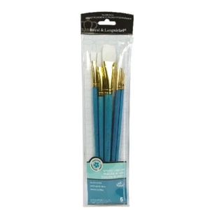 5 Pack Set Royal & Langnickel Paintbrush Paint Brushes Round Angle White Taklon - Picture 1 of 1