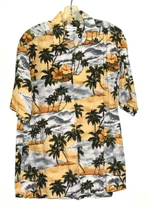 Vintage Pierre Cardin Hawaiian Palm Trees Floral Topical Mens Shirt Size L Korea - Picture 1 of 7