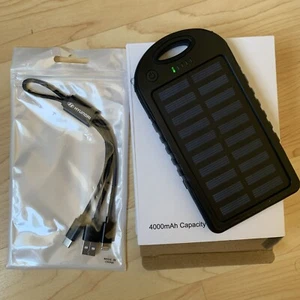 Dual USB Waterproof Solar Power Bank Battery Charger With Universal Charge Cable - Picture 1 of 1