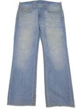 True Religion Straight Flap Mens Blue Jeans Size 36 Distressed 39x32