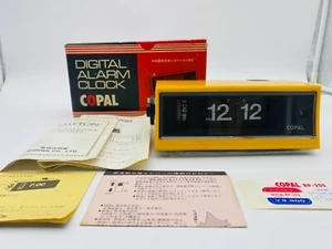 Vintage COPAL RP-200 Flip Clock Yellow Digital Alarm Japan Works w/ Box #B094-18 - Picture 1 of 14
