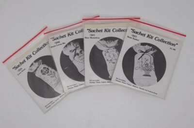 Лот из 4 пакетиков для вышивки крестом набор цветочный медальон винтажный новый нераспакованный наполнитель для чулок - Изображение 1 из 2