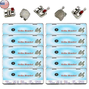 US 10er Pack Dental Kieferorthopädische Metall Brackets Zahnspangen Mini Roth 018 Schlitz 345 Haken - Bild 1 von 10