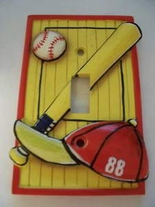 Decorative Baseball SportsLight Switch Plate Single Toggle by Border's Unlimited - Picture 1 of 2