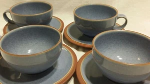 Set of 4 Denby Juice Breakfast Cup and Saucer Blue - Picture 1 of 6