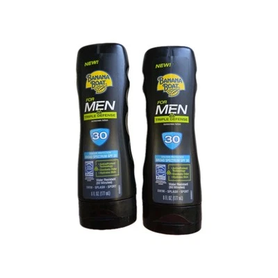 Paquete de 2 lociones protectoras solares Banana Boat para hombre Triple Defense FPS 30 (6 OZ EA) Foto 1 de 2