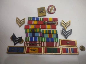 Lot WWII - Korea Army Ribbon Bars & Pins Hawaiian Division - Short! Helmet Boots - Picture 1 of 15