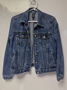 Damen Gap Icon Denim Jeansjacke Größe M Blau. - Bild 1 von 7