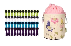 48 Wäscheklammern Softgrip Blau Grün Weiß Lila 1 Wäscheklammerbeutel Baumwolle - Bild 1 von 8
