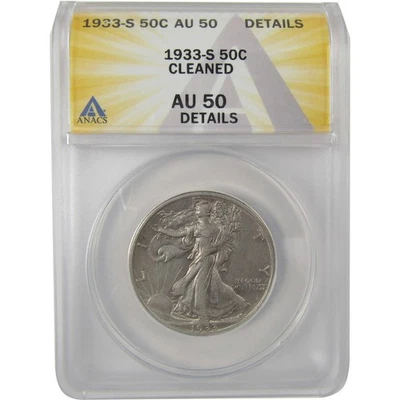 1933 年 S 版自由行走半美元 AU 50 细节 ANACS SKU:I20118 — 第 1/4 张图片