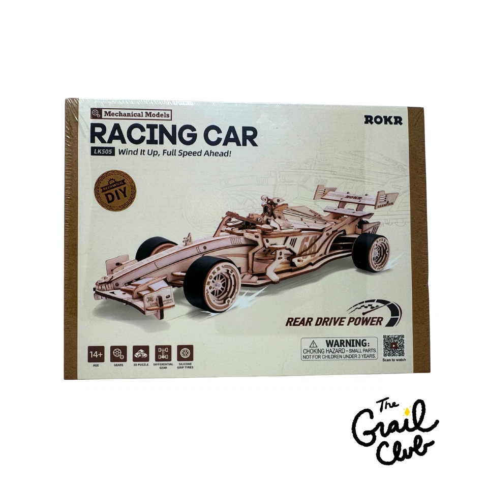 ROKR F-1 Racing Car 3D Wooden Puzzle Mechanical DIY Model #LK505-New/ Box