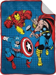 Marvel Comics Avengers 130cm x 150cm Sherpa Fleece Throw Blanket Super Soft - Picture 1 of 6