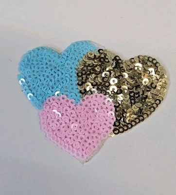 Sequins Hearts Patch Embroidered Iron On Patches 2.75" x 2" - Image 1 of 3