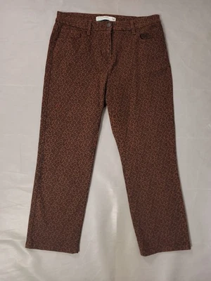 Next Jeans Size 14 Crop Straight Mid Rise Animal Print Soft Comfort Stretch - Image 1 of 4