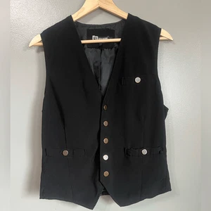 Y2K social Collusion black vest medium Victorian Goth grunge office siren edgy, - Picture 1 of 5