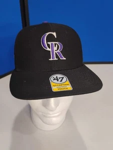 '47 Brand Colorado Rockies Youth Black White Primary Logo Trucker Snapback Hat - Picture 1 of 13