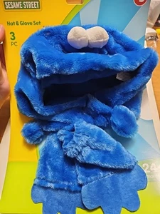 Sesamstraße Krümelmonster Mütze und Handschuh Set 24 Monate + New Old Stock Cos Play - Bild 1 von 5