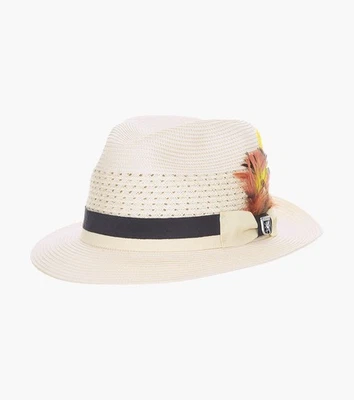 Sombrero STACY ADAMS Tyce Fedora Poli Trenzado Pellizco Frontal`DOBLADO/NEGRO TALLA GRANDE 7 1/4 Foto 1 de 4