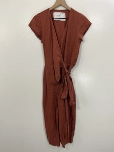 Not Perfect Linen Margaret Sleeveless Linen Jumpsuit Tie Wrap S European Luxury - Picture 1 of 15