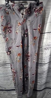 Calça de veludo Pilcro and the Letterpress cintura alta skinny floral cinza tamanho 28 - Imagem 1 de 4