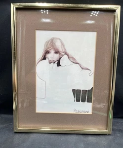 VTG Rosamond Print 8.25" X 10.2 5" Retro 70’s Original Mat and Frame Boho Groovy - Picture 1 of 5