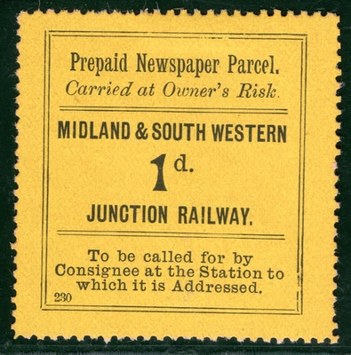 GB M&WJR RAILWAY Newspaper Stamp 1d MIDLAND & SOUTH WESTERN Mint MM SILVER96 - Image 1 of 4